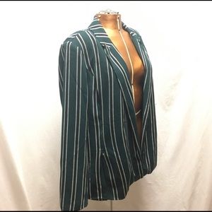 Green and Navy Striped Blazer Charolette Russe NEW